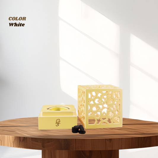 Premium Arabic Bakhoor Burner Champagne – Elegant Geometric Metal Incense Holder | Modern Mabkhara for Home, Ramadan, Gifting