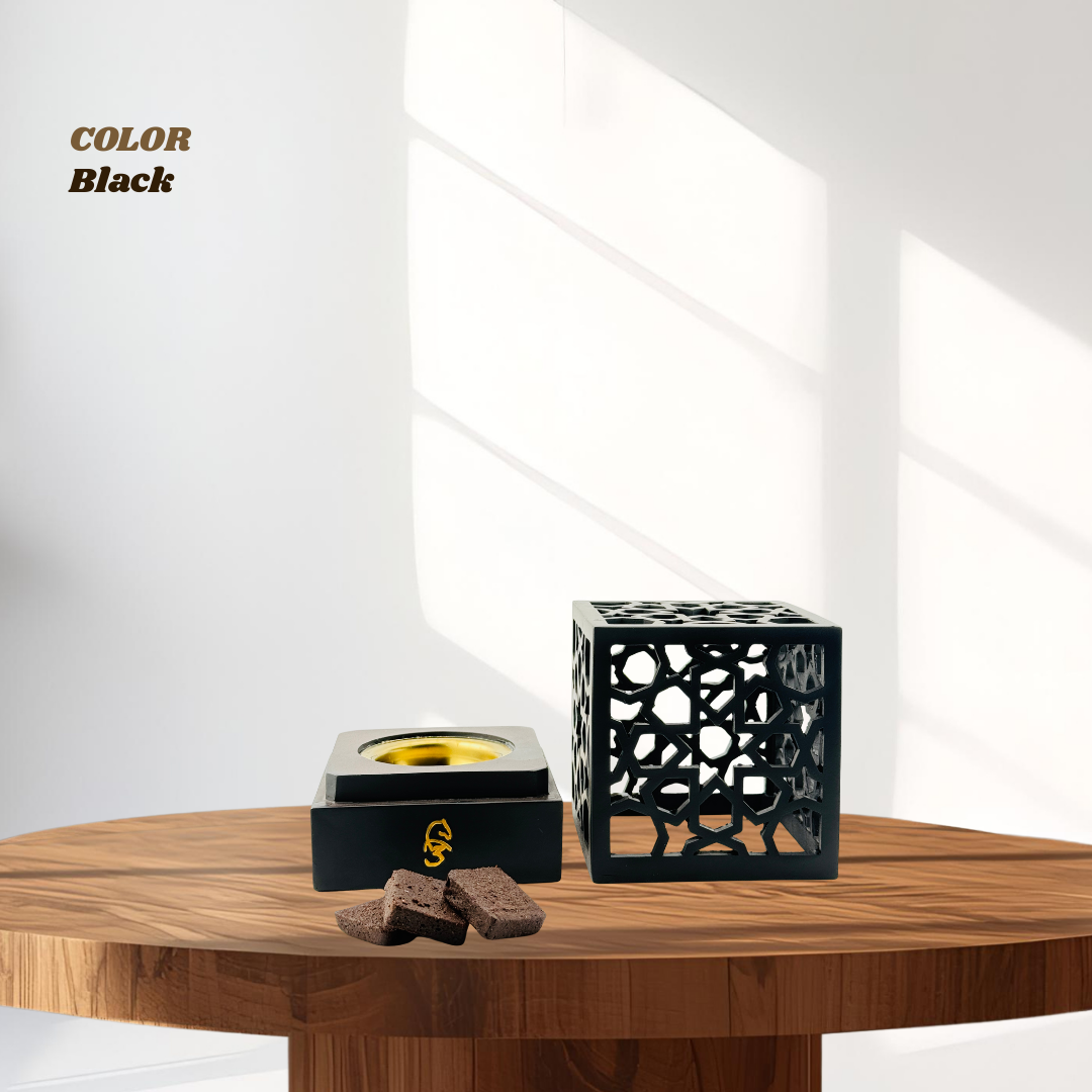 Premium Arabic Bakhoor Burner Champagne – Elegant Geometric Metal Incense Holder | Modern Mabkhara for Home, Ramadan, Gifting