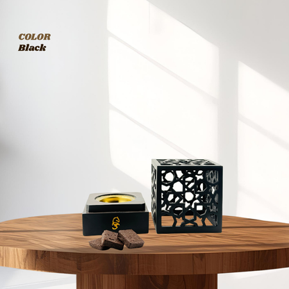 Premium Arabic Bakhoor Burner Champagne – Elegant Geometric Metal Incense Holder | Modern Mabkhara for Home, Ramadan, Gifting
