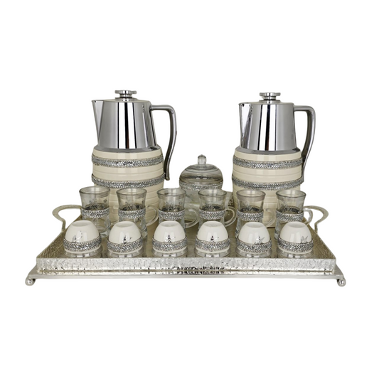 Royal Arabic Tea & Coffee Set (22 Pcs) with 2 Thermal Flasks – Royal Gold Edition