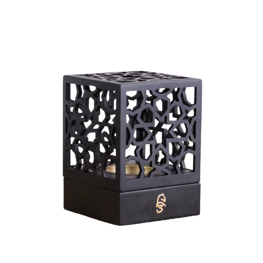 Premium Arabic Bakhoor Burner Champagne – Elegant Geometric Metal Incense Holder | Modern Mabkhara for Home, Ramadan, Gifting