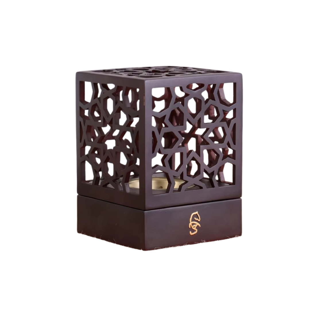 Premium Arabic Bakhoor Burner Champagne – Elegant Geometric Metal Incense Holder | Modern Mabkhara for Home, Ramadan, Gifting