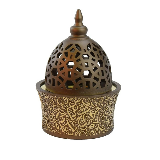 Luxury Charcoal Incense & Bakhoor Burner – Elegant Arabic Design (Black & Champagne)