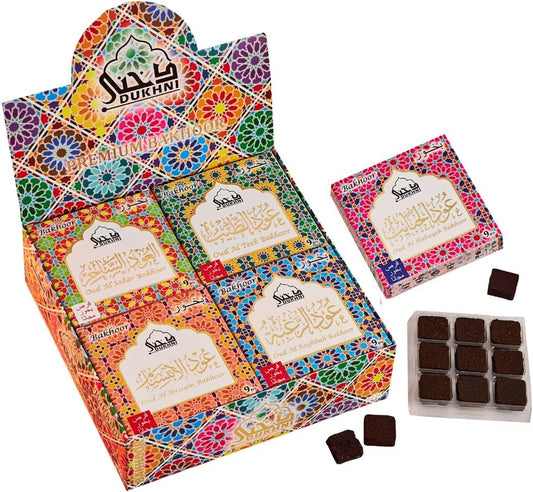 Oud Bakhoor Collection Set by Dukhni |12 Assorted Boxes | 120 pc Bakhoor | Ramandan Gift Set | Arabic Bakhoor Incense | Perfect to Relax, Meditate & Pray | Luxurious, Long Lasting