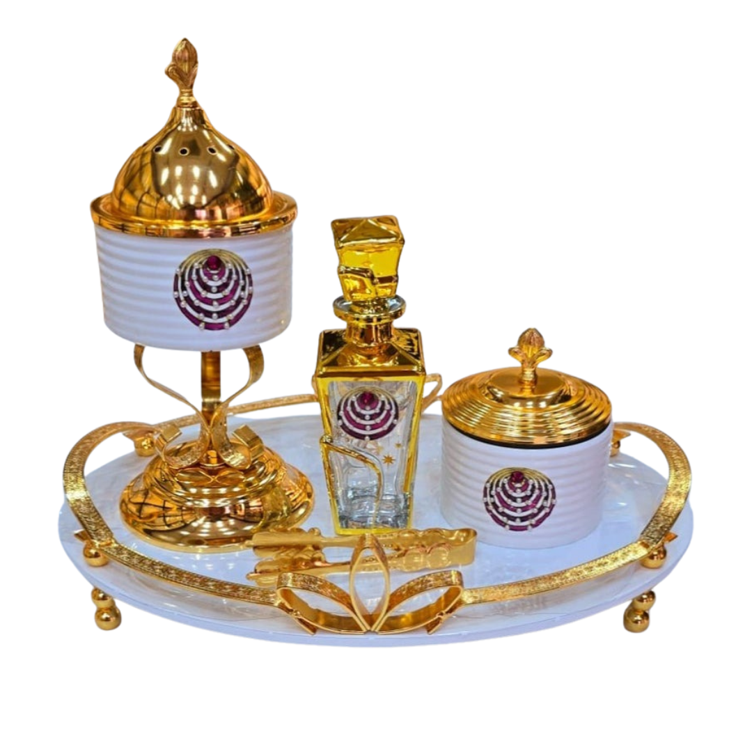 Luxury 5-Piece Bakhoor Burner Gift Set with Gold Accents